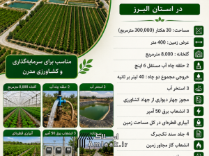 زمین کشاورزی ۳۰ هکتاری در استان البرز